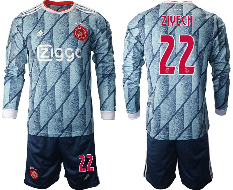 Men 2020-2021 club ajax away long sleeve #22 blue Soccer Jerseys